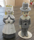 Gurley Pilgrim Girl and Boy 5" Pair Candles Unburned Vintage Thanksgiving — photo 1