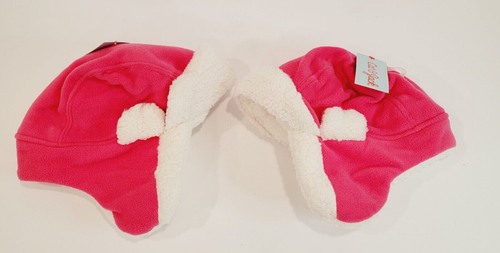 Cat & Jack Girls Pink Winter Hat Size 4-7 Fleece Trapper Hat Ear Flap Lot Of 2 - Picture 2 of 11