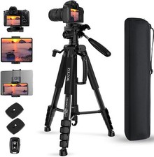 75" Camera Tripod For Cell Phone, Travel Tripod For Camera With Wireless