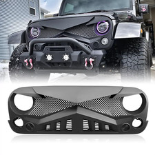 Front Matte Black Hawke Grille Bumper Grill For 2007-2018 Jeep Wrangler Jk Jku