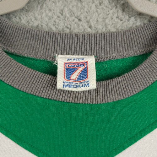 Vintage Logo 7 Sweatshirt Mens Medium Green Gray Elbow Patch Youth Links Indiana - Picture 3 of 10
