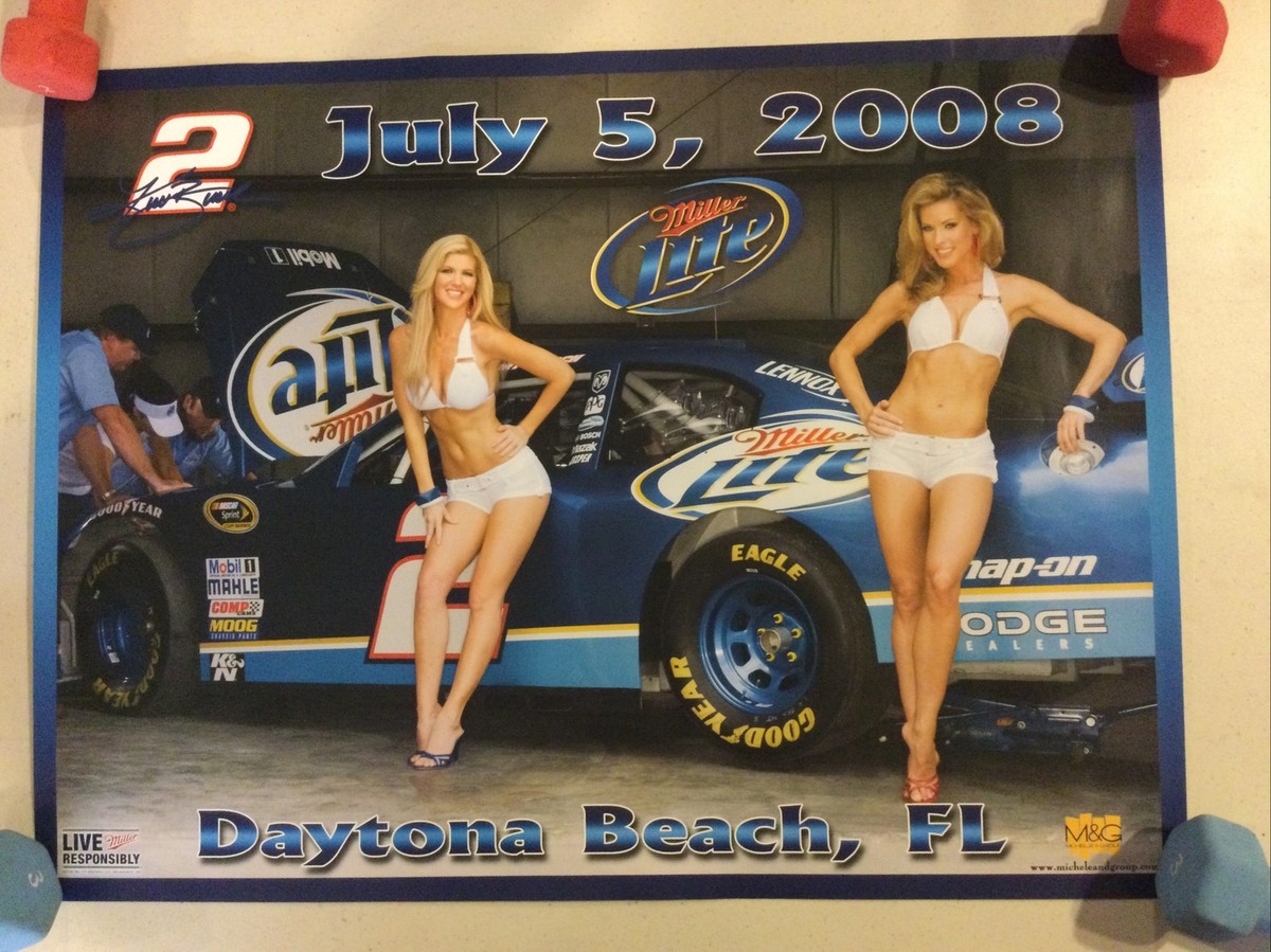 Vintage Miller Lite Beer Poster Nascar Daytona 400 KURT Vintage Miller Lite Beer Poster Nascar Daytona 400 KURT