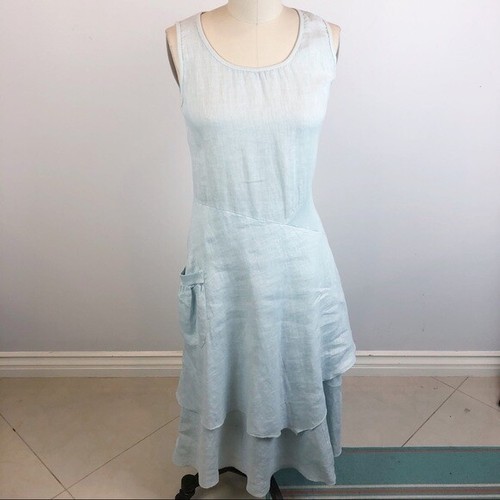 INZIO Flutter Italian Linen Tank Dress Lagenlook