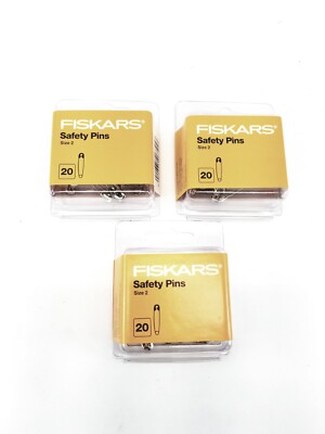 Fiskars Safety Pins Sew Craft Quilting 3pkgs/20ea #2 Size Lot of 60 Pins 107570