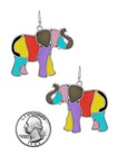 Multi Color Mosaic Elephant Dangle Earrings for Women