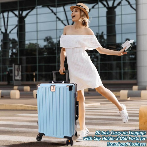 Cabin Case Hand Luggage Carry on Suitcase 4Wheel Spinner Lightweight W/ABS Lock - Picture 5 of 12