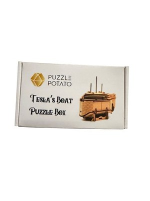 Teslas Boat Puzzle Box Wooden Mechanical Brain Teaser Puzzle Potato Nikola 14+