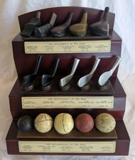 Vintage Wooden History of Golf Display- Development of the Wood Iron Ball
