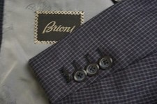 Brioni NM Colosse 100 Wool Blue Plaid Sport Coat Jacket Sz 44R