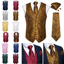 Red Blue Green Black Mens Vest Tie/Bowtie Hankie Cufflinks Wedding Waistcoat Set