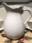 Vintage McCoy Pottery White Pitcher w/ Hint Of Blue 9.5”