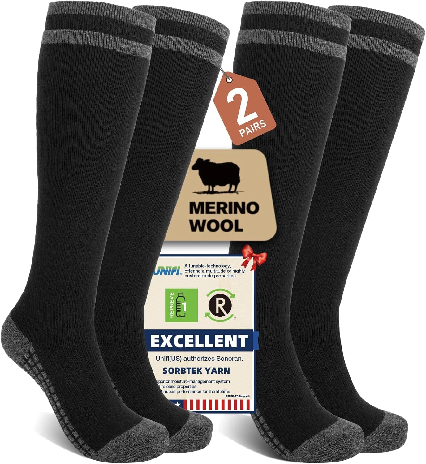 Merino Wool Compression Socks for Women Men (2/3 Pairs) Knee High Winter Thermal