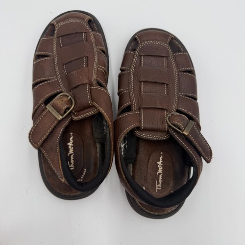 Thom McAn Fisherman Sandals Men's US Size 7 Brown Leather Buckle Strap Slip-On - Picture 7 of 9