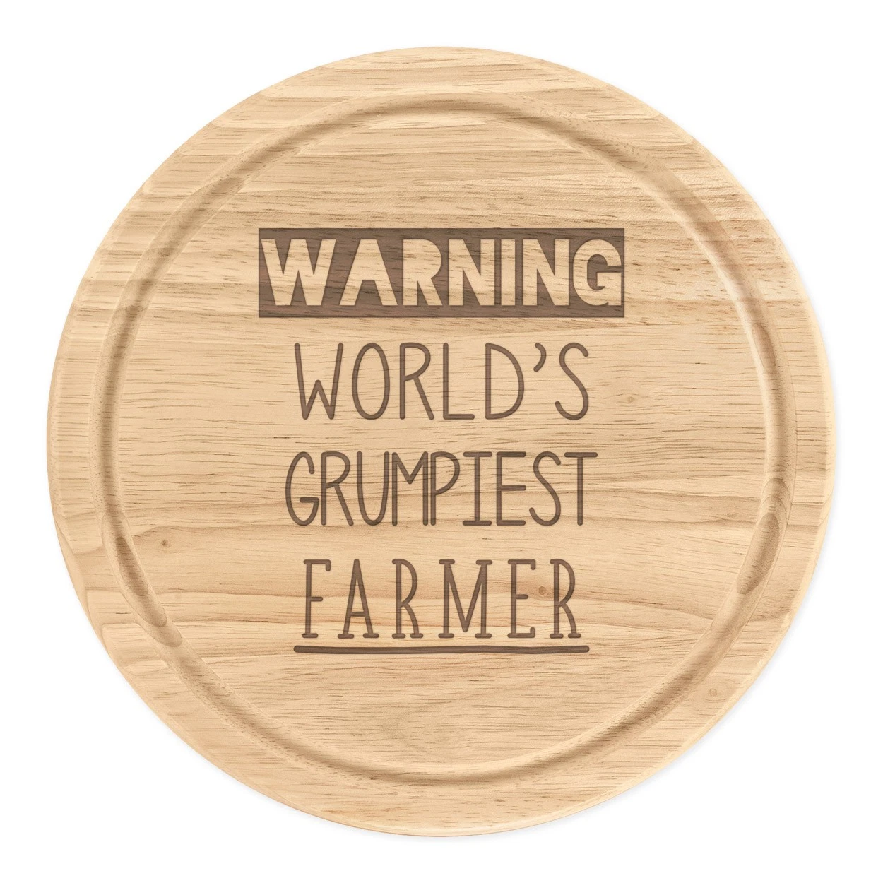 Warning World's Grumpiest Farmer Round Chopping Cheese Board Awesome Best