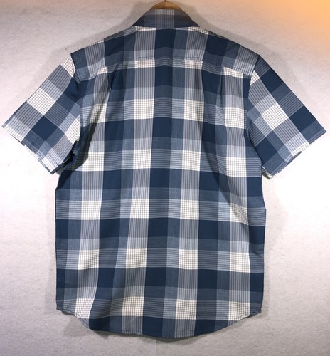 Orvis Tech Shirt Short Sleeve Button Up Geometric Plaid Blue White Mens Sz S New - Picture 2 of 10