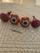 Ceramic Cabinet Door Drawer Pull Knobs LOT OF 4 Replacements "Halloween Theme"