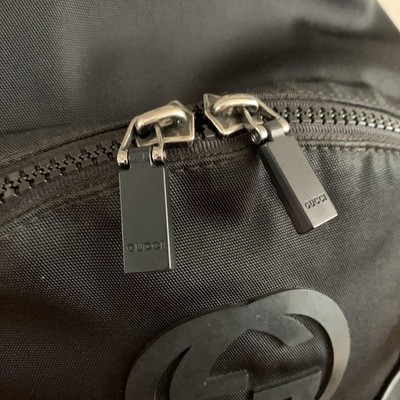 Rare GUCCI Backpack Bag Ribbon GG Black Leather | eBay