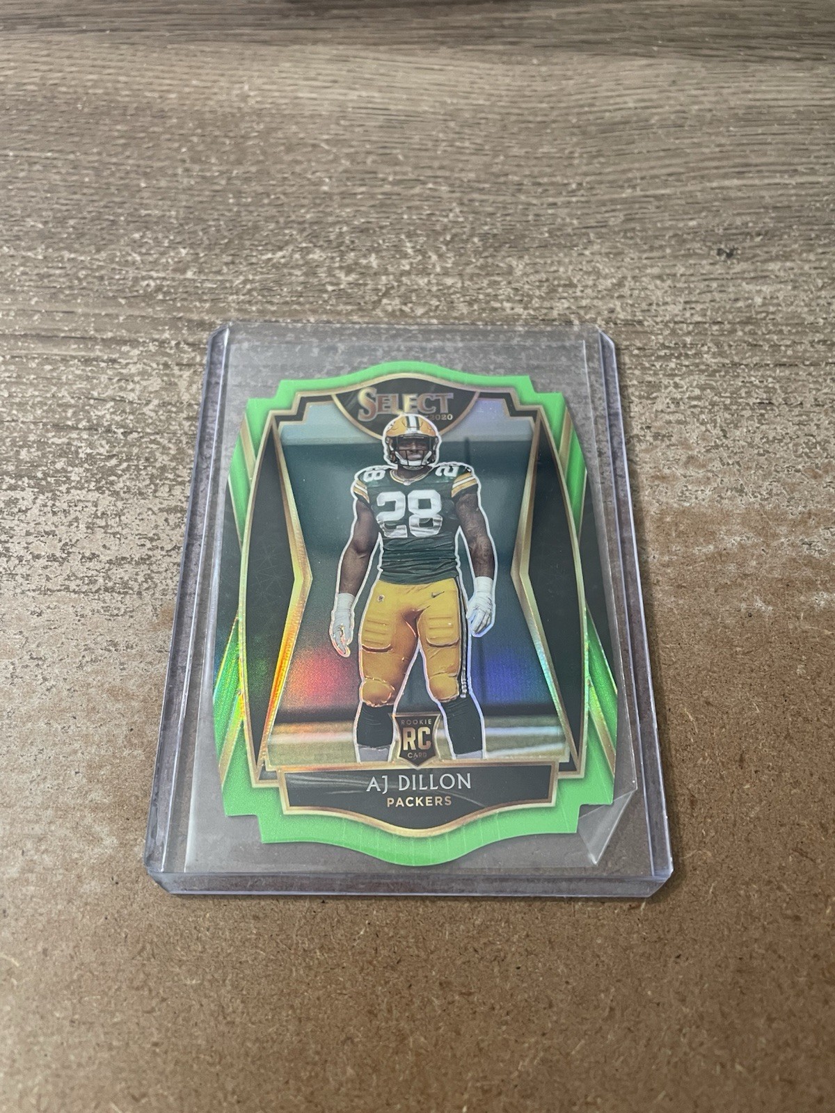 2020 Panini Select - Premier Level AJ Dillon #165 Neon Green Prizm Die-Cut (RC)