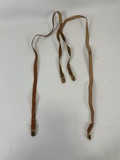 L Extra Souple Suspenders Skinny Brown Leather Gold Clasps France