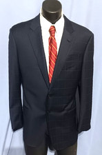 Giorgio Armani G Line Suit 46R Dual Vents Blue Window Pane Very Current