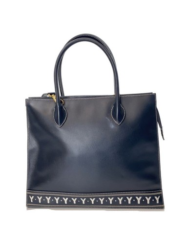 YVES SAINT LAURENT Old 2way Tote Bag Leather NVY Y Cutout