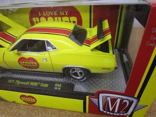 M2 MACHINES 1971 Plymouth Cuda Hemi 1/24 Hooker Headers yellow box diecast car Z - Picture 5 of 8