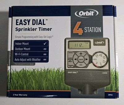 Orbit 28964 EASY DIAL 4 Station Sprinkler Timer Indoor Mount Easy Set Logic
