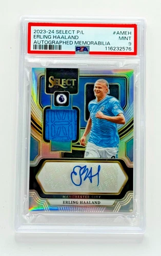 ⚽ Erling Haaland - 2023 Panini Select Premier League Patch Auto PSA 9 Man City