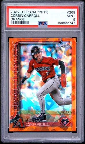 2025 Topps Chrome Sapphire #268 Corbin Carroll Orange PSA 9 #/50