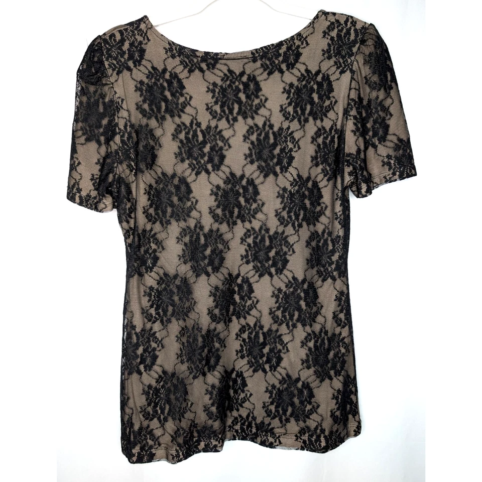 Top De Colección Y2K H&M Negro Floral Encaje Capricho Hada Oscura Victoriano Transparente Capas Foto 4 de 4