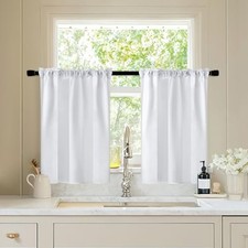 Short Curtains for Windows Non-See-Through 26"W x 30"L Pack of 2 White