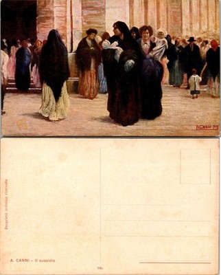 A Canni Il Sussidio Postcard Unposted Vintage Italian Art Street Scene c1918