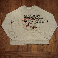 Disney Mickey And Minnie Dashing Through The Snow Lightweight Sweatshirt Size L
