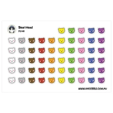 Bear Planner Stickers – Cute Bear Head Icons | Decorative Scrapbooking Decals
