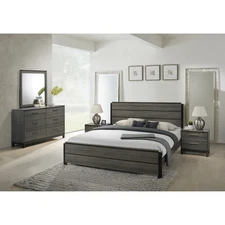 Roundhill Furniture Ioana 187 Antique Grey Wood Bed Room Set Grey Queen