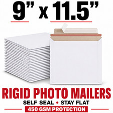 9x11.5 Rigid Photo Mailers Self Seal Stay Flat White Envelopes 450 GSM