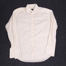 Canali Button Up Shirt Mens 41-16 Ivory Long Sleeve French Cuff Made In Italy
