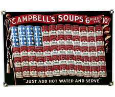 VINTAGE CAMPBELL'S SOUP PORCELAIN SIGN CRACKER GAS STATION GROCERY STORE OIL