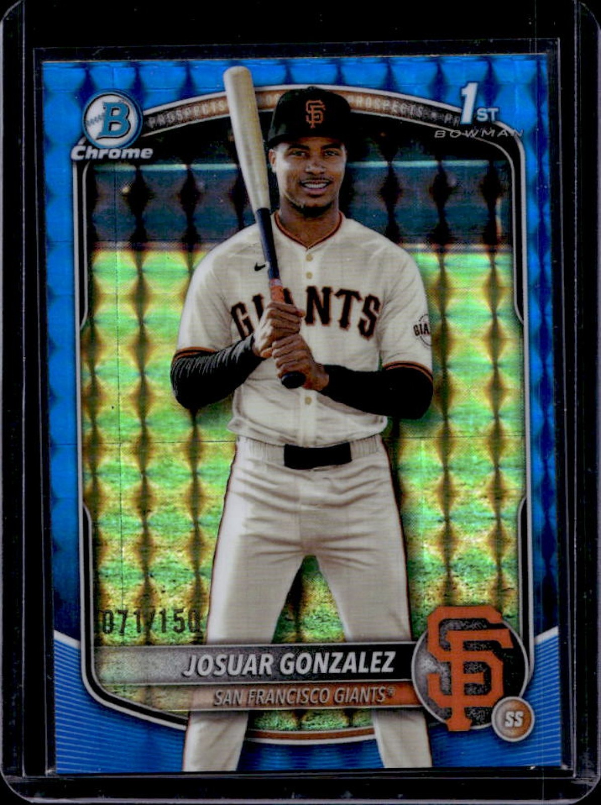 2025 Bowman Chrome Josuar Gonzalez Blue Geometric Refractor 1st #71/150
