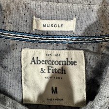 Abercrombie Fitch Shirt Mens Medium Gray Long Sleeve Button Down Preppy Muscle