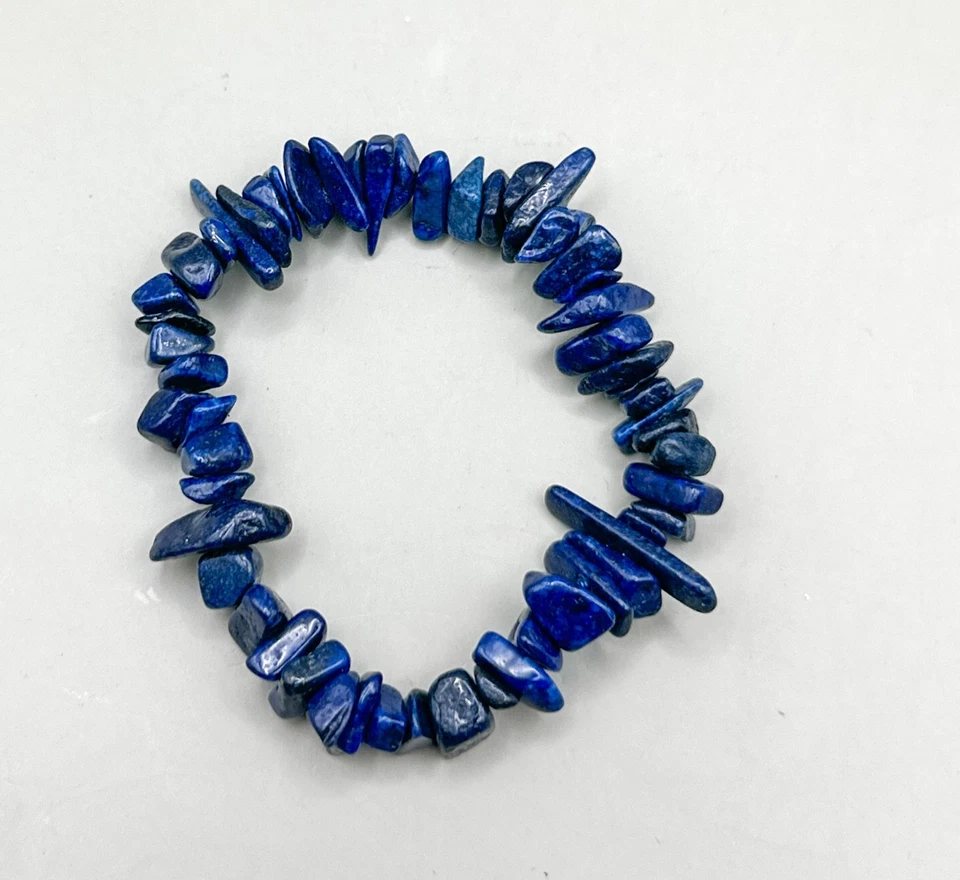 Pulsera Vintage Lapislázuli Sodalita Elástica Piedras Preciosas Estate Tamaño Flexible Foto 2 de 4