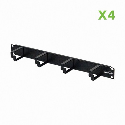 Horizontal Rack Mount Cable Management Bracket 1U 4 D-Rings 2-Inches Deep 4 Pack