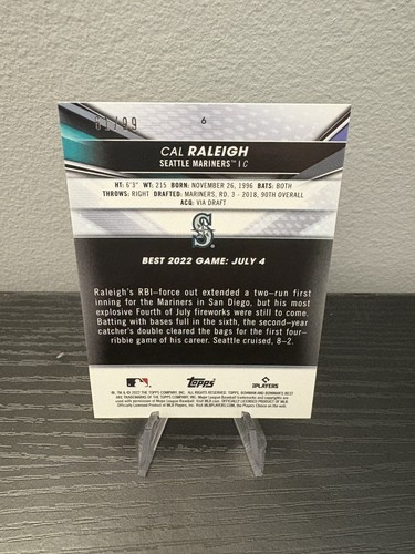 Bowman's Best 2022 - Cal Raleigh #6 refractor verde/99 (RC) - Imagen 2 de 2