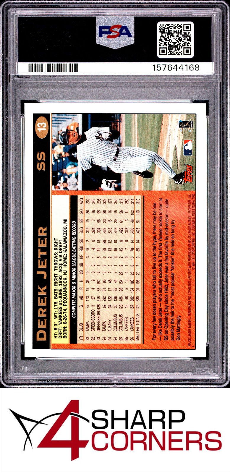 1997 TOPPS ALL-STAR ROOKIE #13 DEREK JETER YANKEES HOF PSA 10 view 2