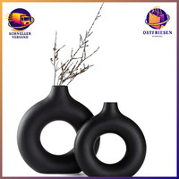 Keramikvase 2Er Set Schwarz Modern Boho Nordic Minimalismus FüR Pampasgras