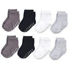 Unisex Baby Organic Cotton Socks with Non-Skid 12-24 Months Solid Black