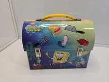 Vintage 2001 SpongeBob SquarePants Tin Dome Lunch Box 