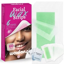 60 Count Face Wax Strips for Hair Removal, All-in-One Waxing Strips for Face,...