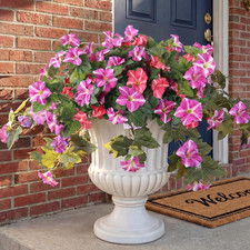 Artificial Flowers Plants for Outdoors, 2PCS Faux Petunias Silk Fake Flower UV R