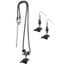 NFL Siskiyou Sports Womens Carolina Panthers Euro Bead Earrings And Necklace
